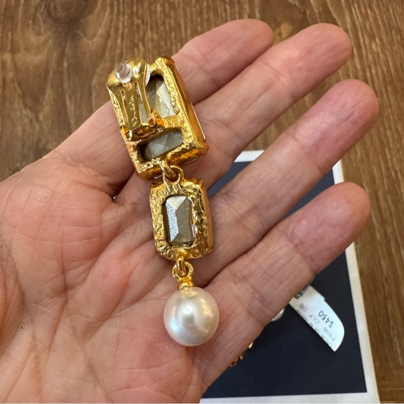 NWT Oscar de la Renta gemstone mismatched drop earrings - Picture 6 of 13